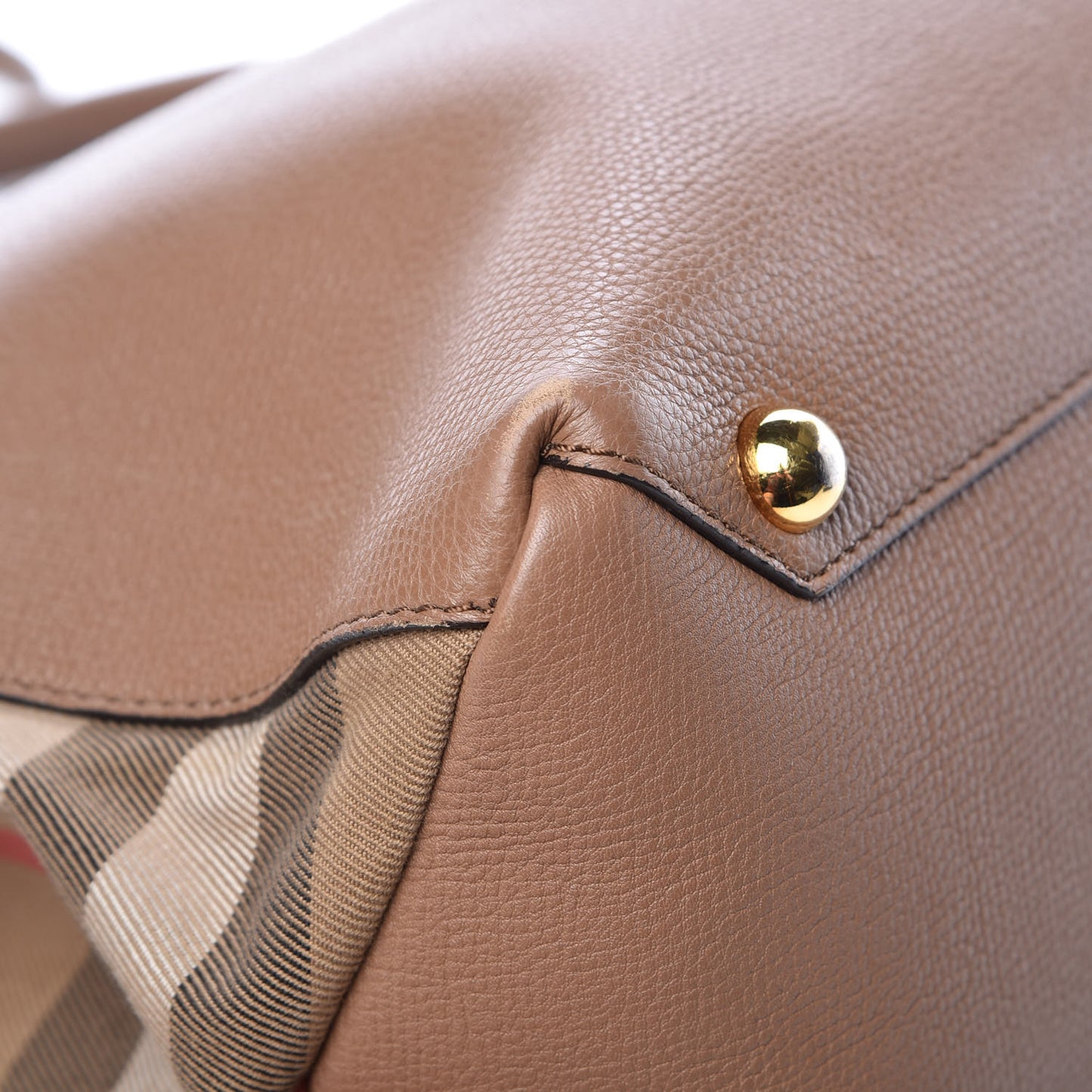 Grainy Calfskin House Check Medium Banner Tote Dark Sand