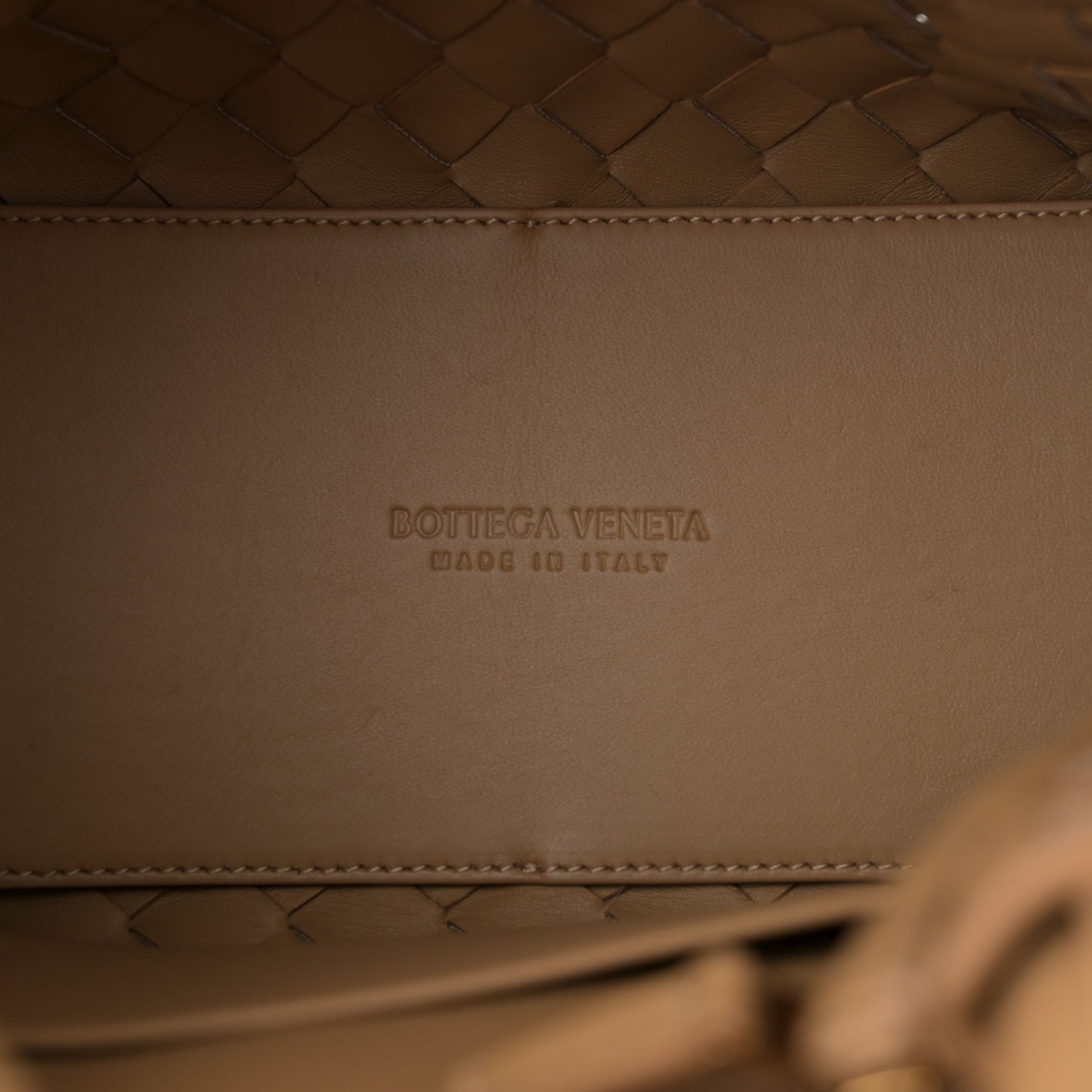 Nappa Intrecciato Small Andiamo Shoulder Bag Dark Praline