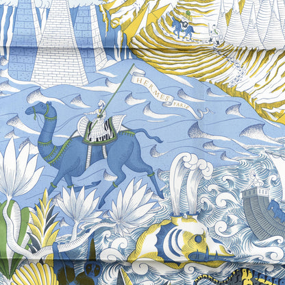 Hermes Silk Cosmographia Universalis Scarf 90 White Bleu Vert 2 of 3