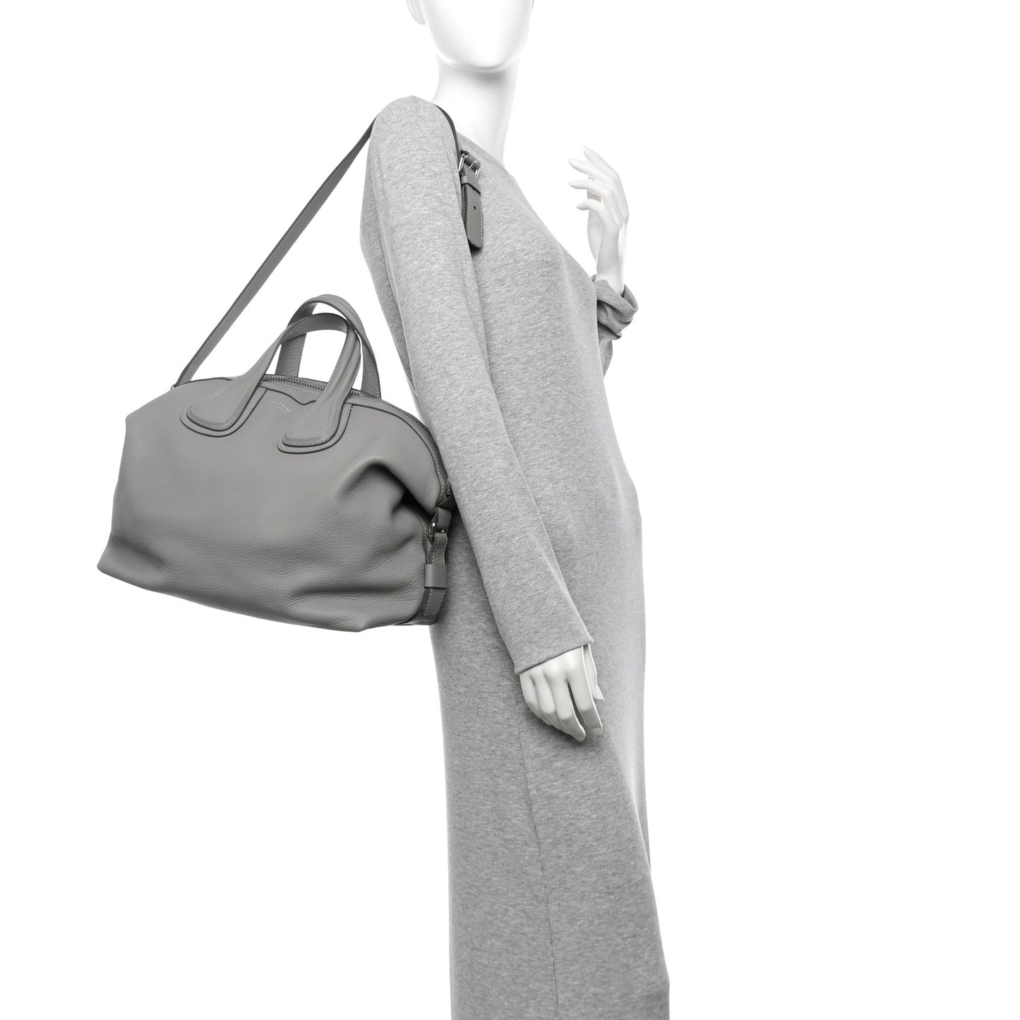 Pebbled Calfskin Small Nightingale Pearl Grey