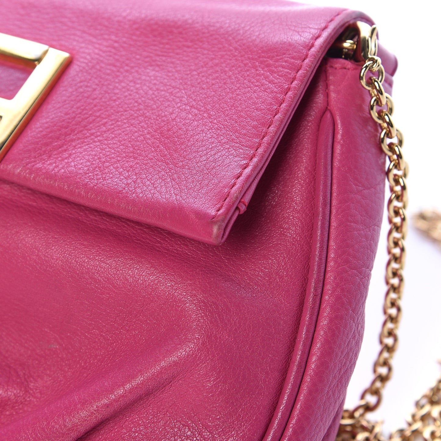Vitello Flamingo Fendista Pouchette Crossbody Lampone