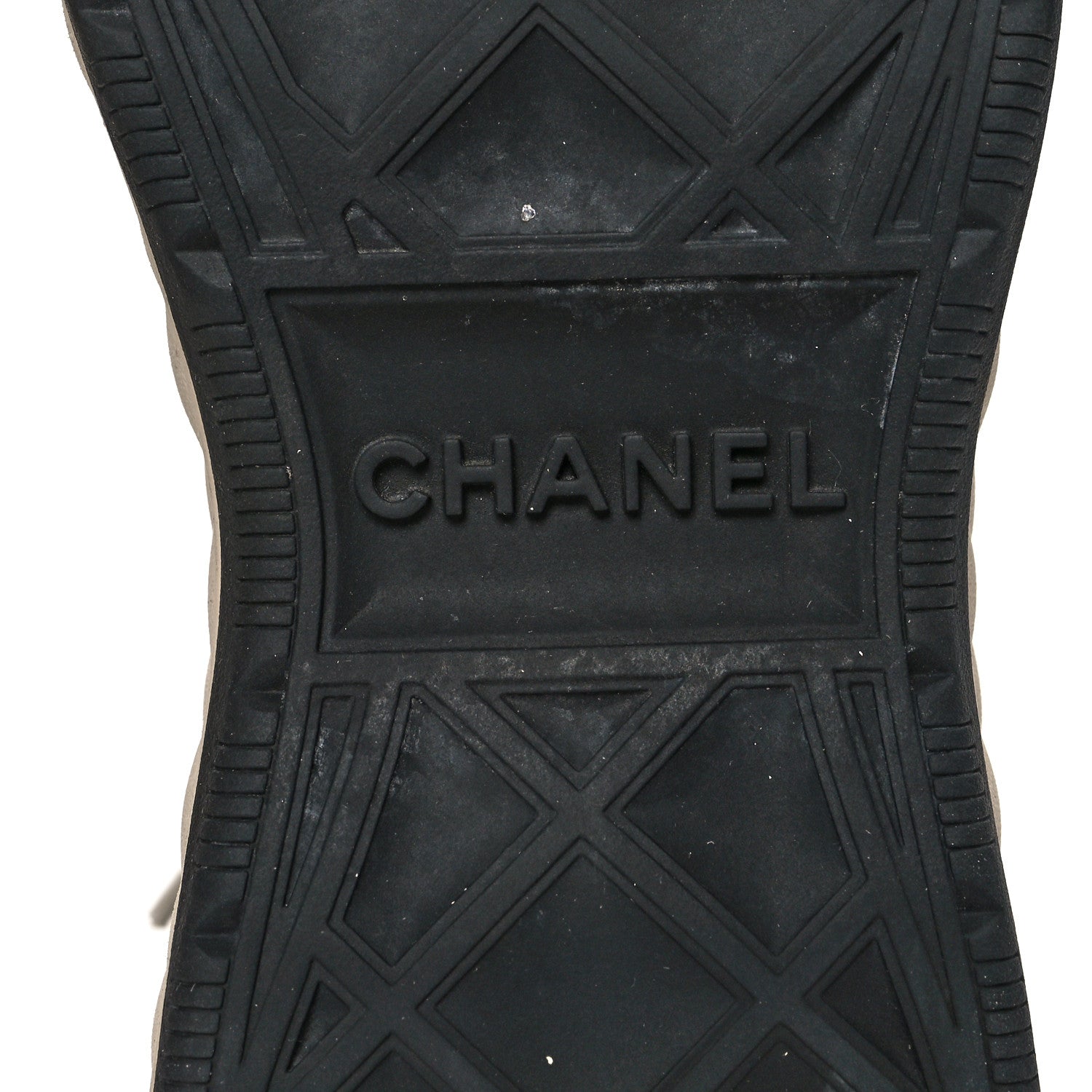 Chanel Suede Calfskin Embroidered CC Sneakers 35.5 Beige Black 7 of 8