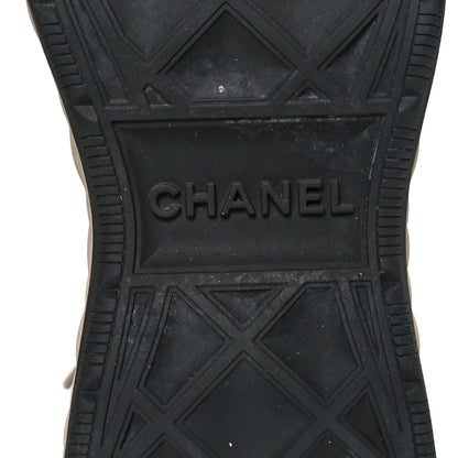 Chanel Suede Calfskin Embroidered CC Sneakers 35.5 Beige Black 7 of 8