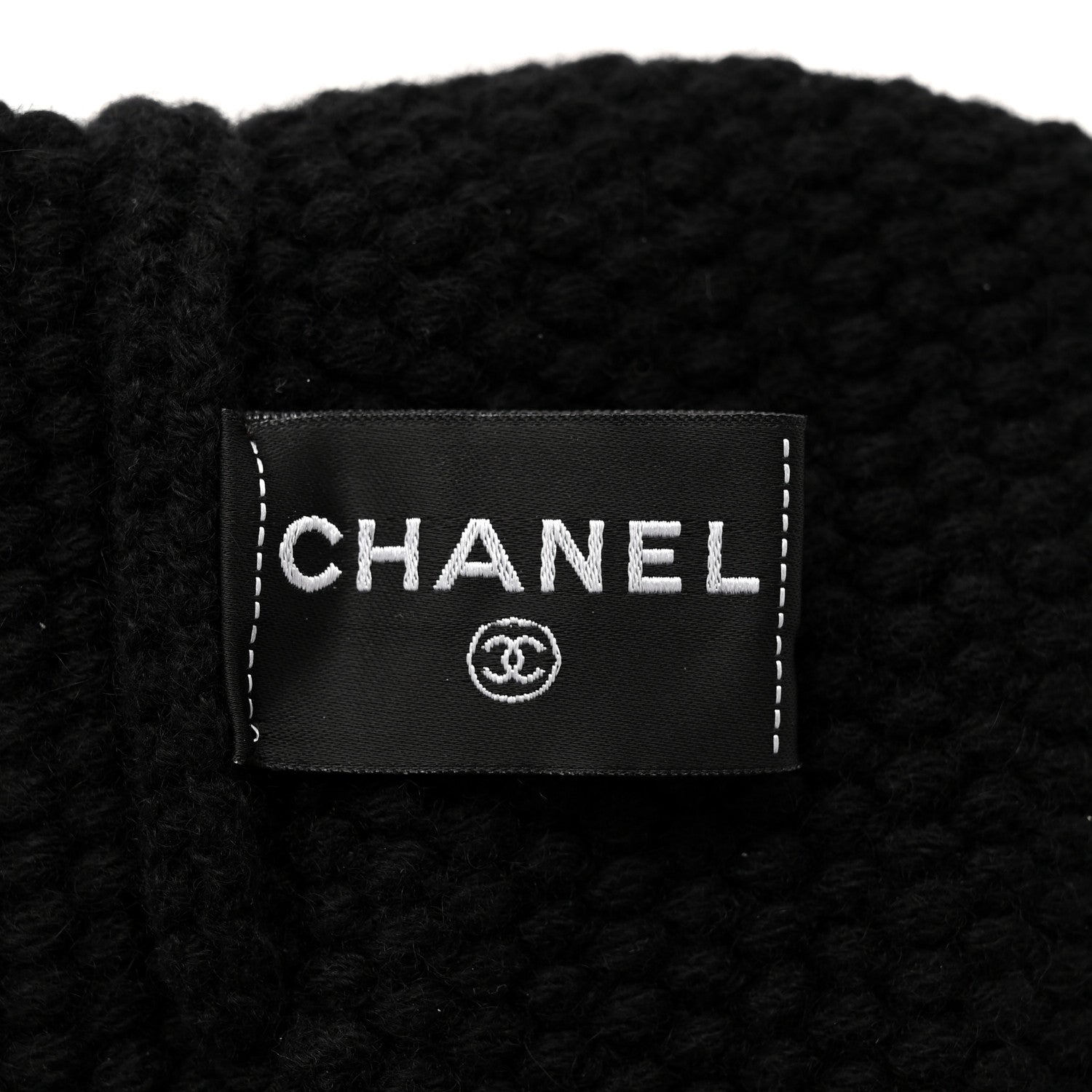 Chanel Cashmere CC Beanie Hat Black Pink 5 of 6