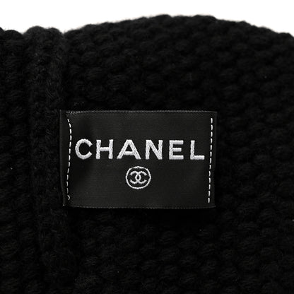 Chanel Cashmere CC Beanie Hat Black Pink 5 of 6