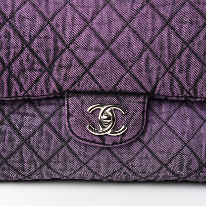 Chanel Denim Quilted Denimpression XXL Flap Purple Black 9 of 9