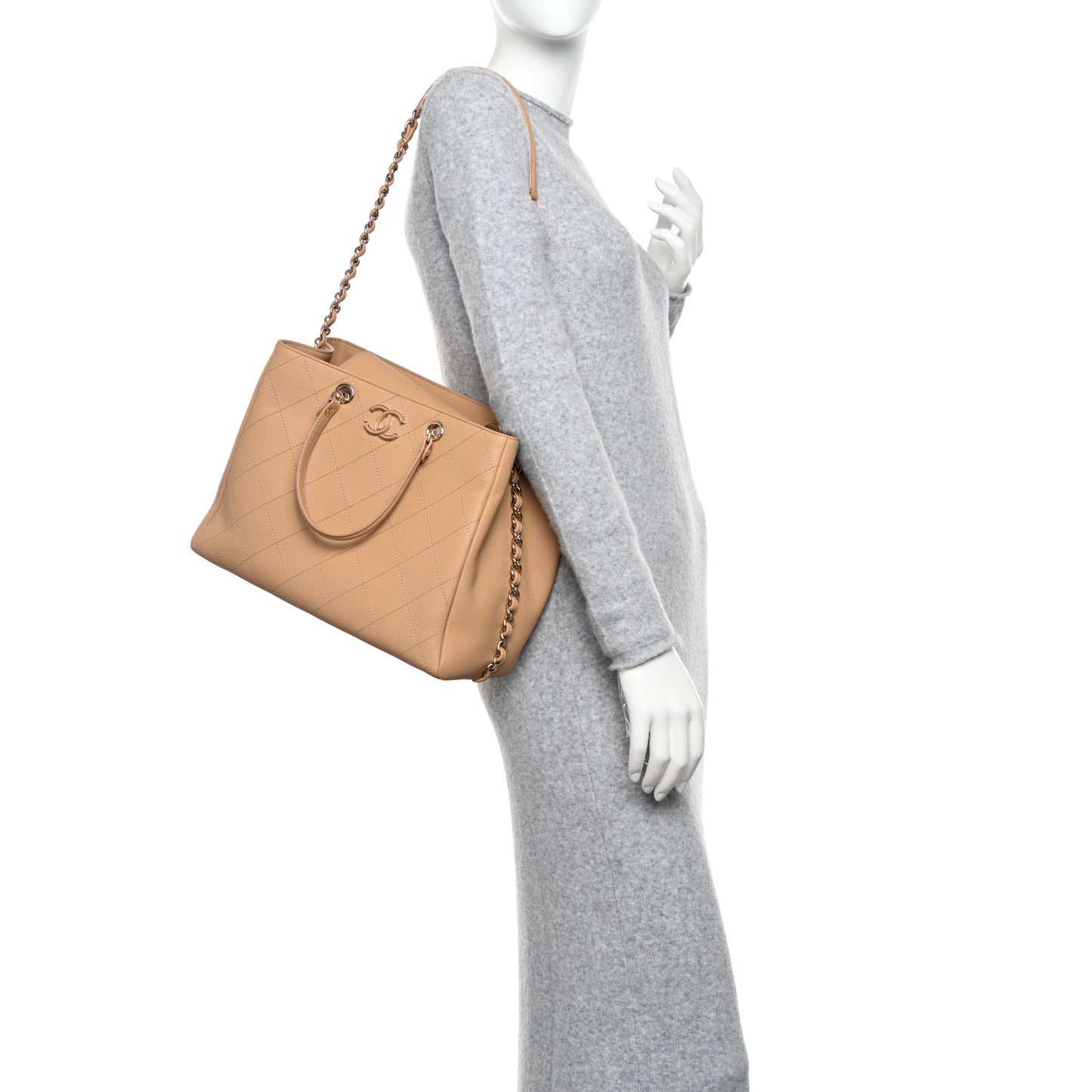 Bullskin Stitched Medium Shopping Bag Beige