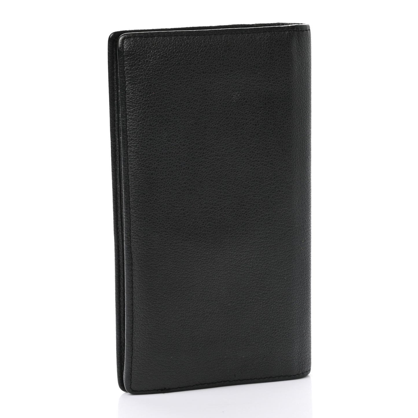 Goatskin Camellia Embossed Yen Wallet Black