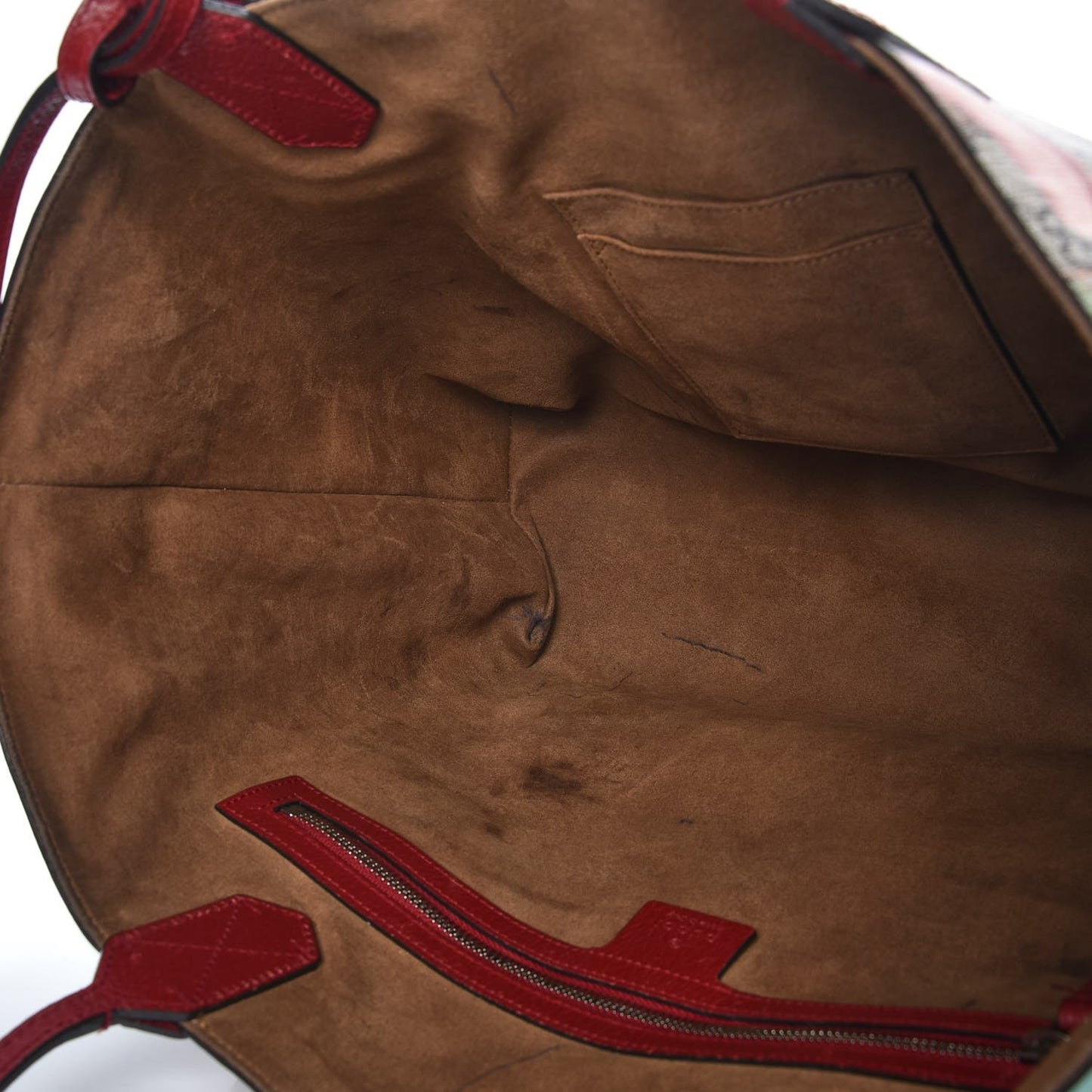 GG Supreme Monogram Tian Medium Shopping Tote Beige Multicolor Red