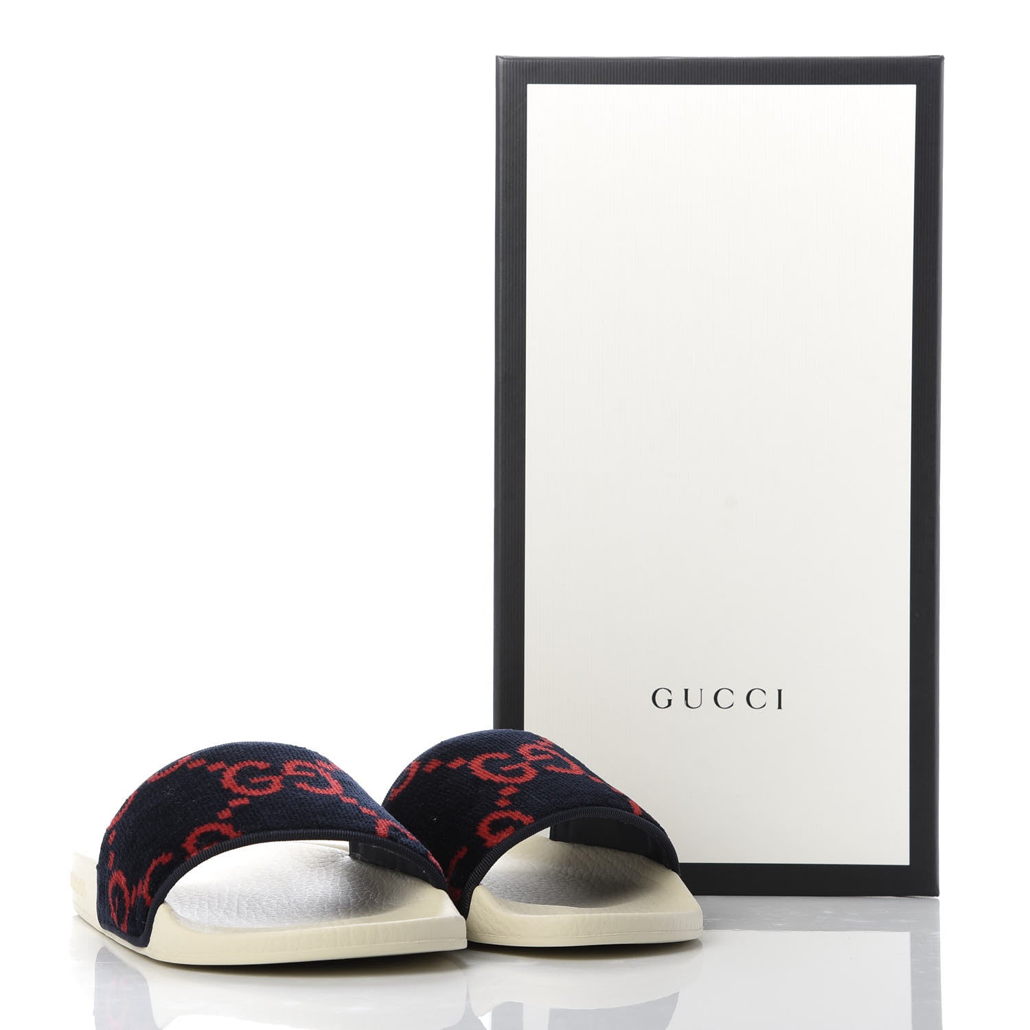 Gucci Terry Cloth GG Monogram Slide Sandals 36 Blue Red 9 of 9
