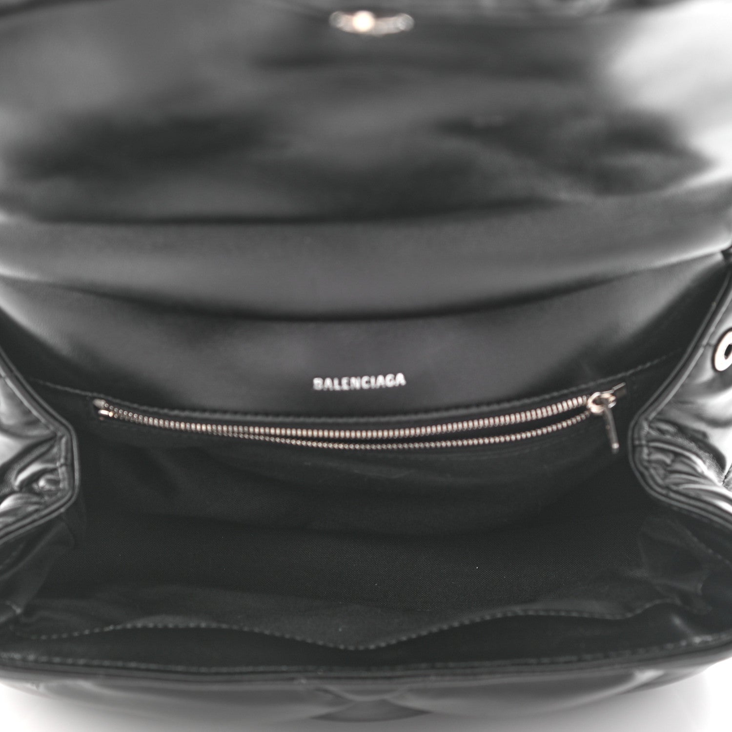 Balenciaga Nappa Calfskin Quilted Touch B Puffy Clutch Black 8 of 18