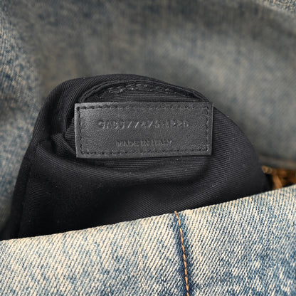 Saint Laurent Denim Quilted Medium Loulou Puffer Monogram Chain Satchel Blue Black 7 of 10