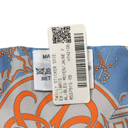 Hermes Silk Ex-Libris Sticker Twilly Bleu Moyen Jaune Vif 3 of 5