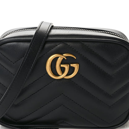 Gucci Calfskin Matelasse Mini GG Marmont Chain Shoulder Bag Black 8 of 12