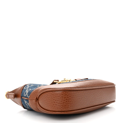 Gucci New Denim GG Monogram Calfskin Mini Jackie 1961 Hobo Blue Tea Cuir 4 of 10