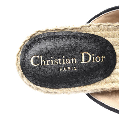 Christian Dior Canvas Embroidered Granville Espadrille Crisscross Flat Slide Sandals 37.5 Spicy Red 7 of 9