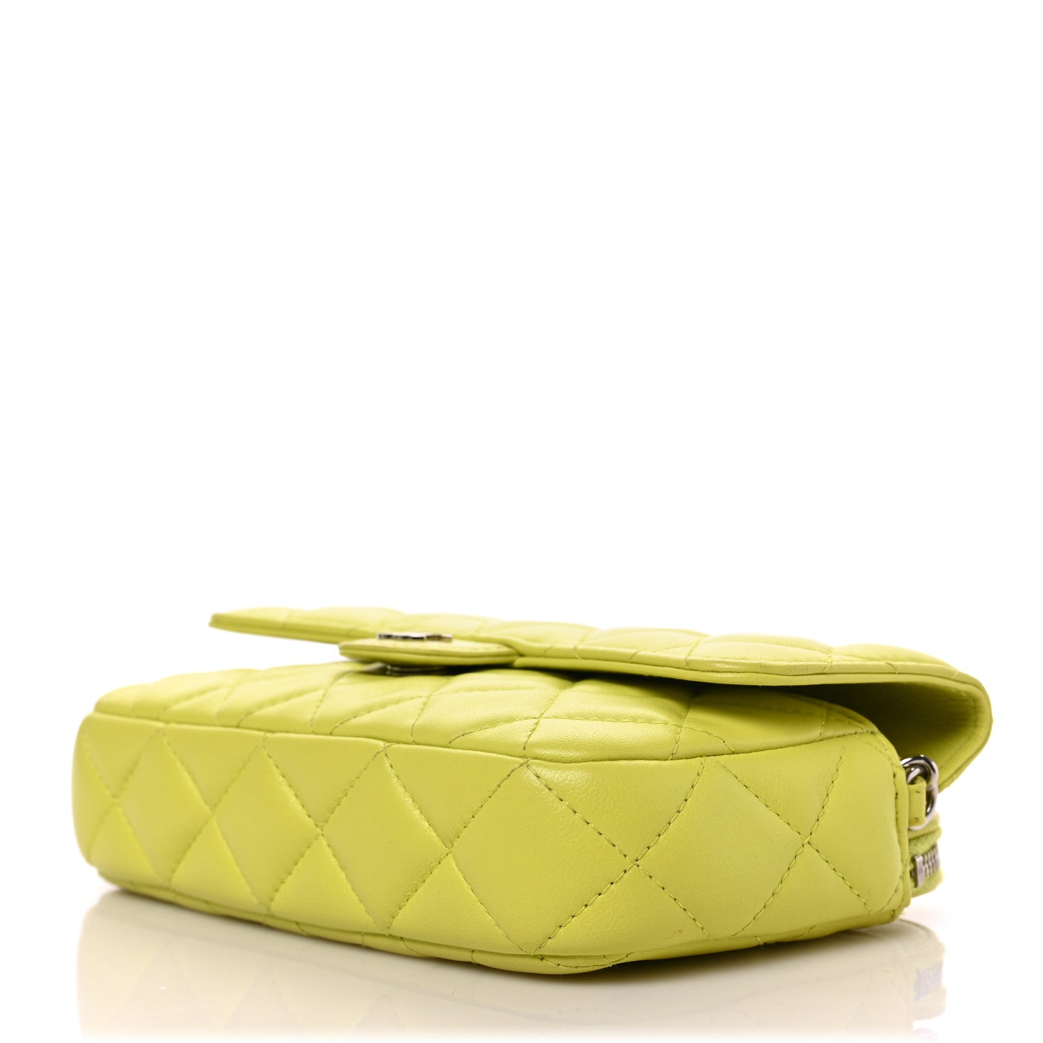 Chanel Lambskin Quilted Flap Phone Holder With Chain Yellow 10 of 10