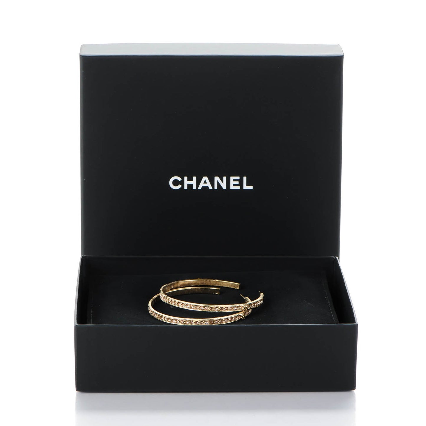 Crystal CC Hoop Earrings Pale Pink Gold