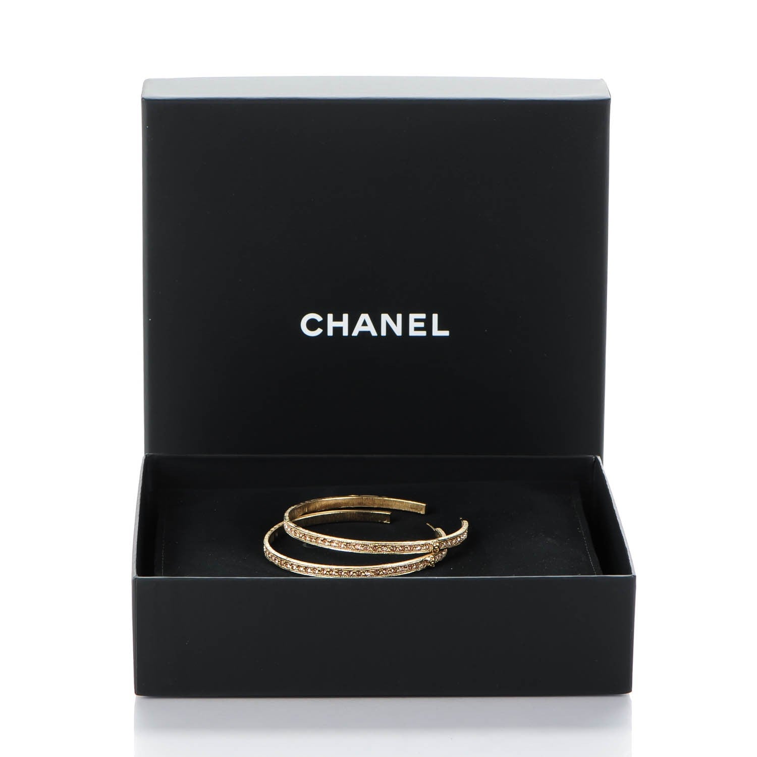 Chanel Crystal CC Hoop Earrings Pale Pink Gold 6 of 6