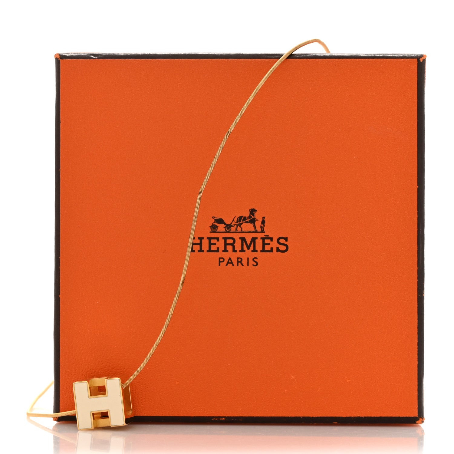 Hermes Gold Lacquered Cage d'H Necklace White 6 of 6