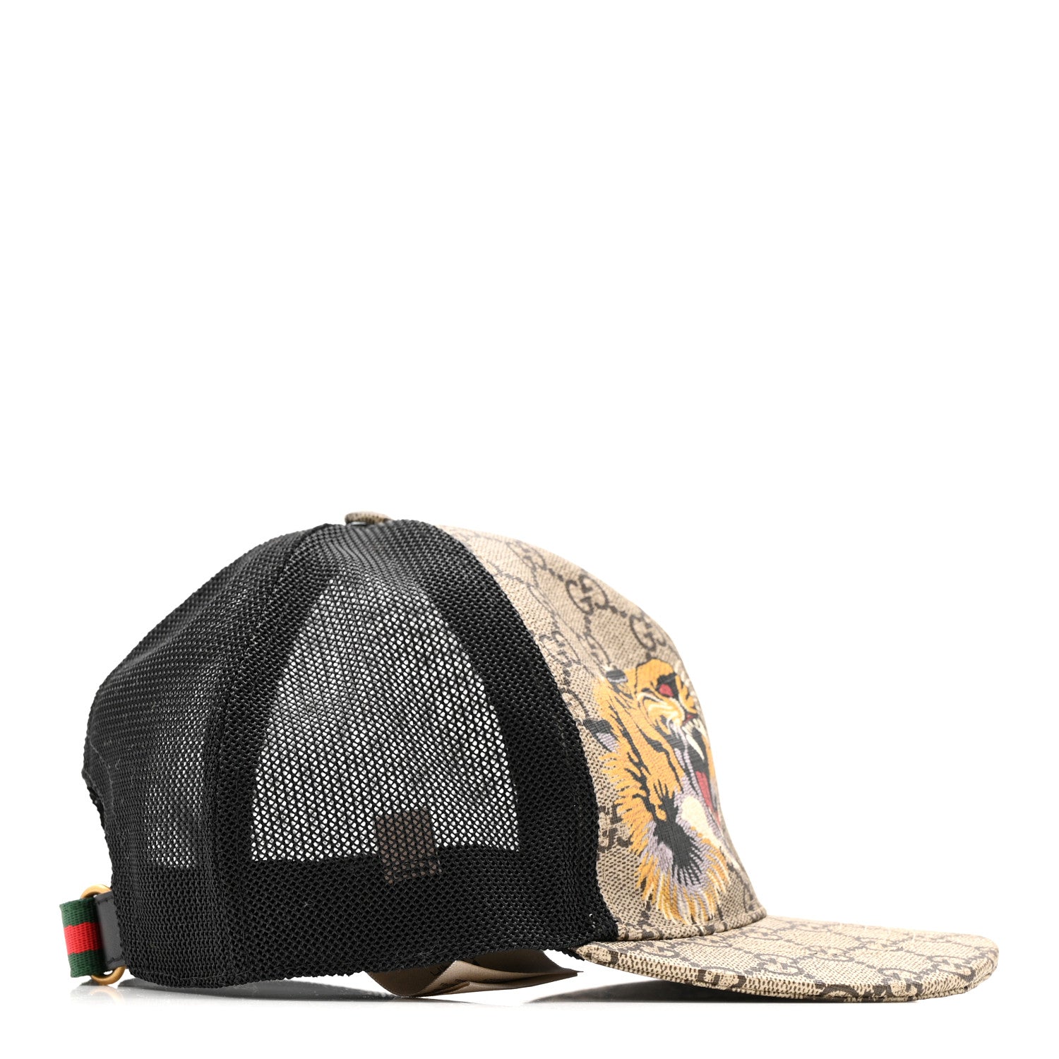 Gucci GG Supreme Monogram Tiger Print Baseball Hat XL 60 Beige