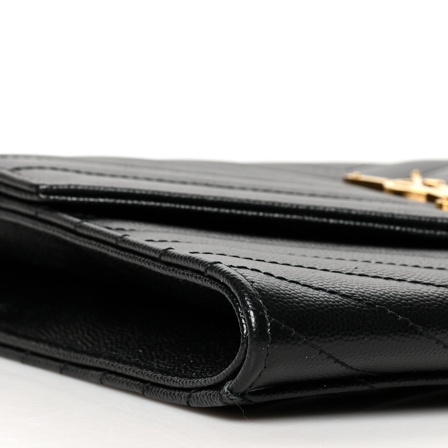 Saint Laurent Grain De Poudre Matelasse Chevron Monogram Envelope Clutch Black 10 of 11