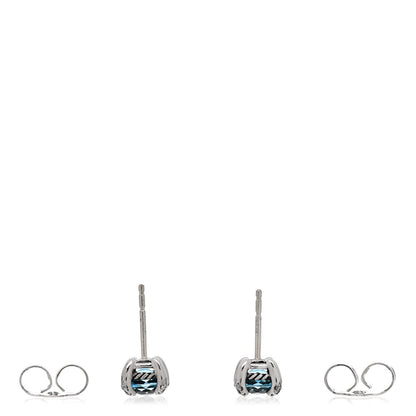 David Yurman Sterling Silver Diamond Blue Topaz 6mm Chatelaine Earrings 3 of 4