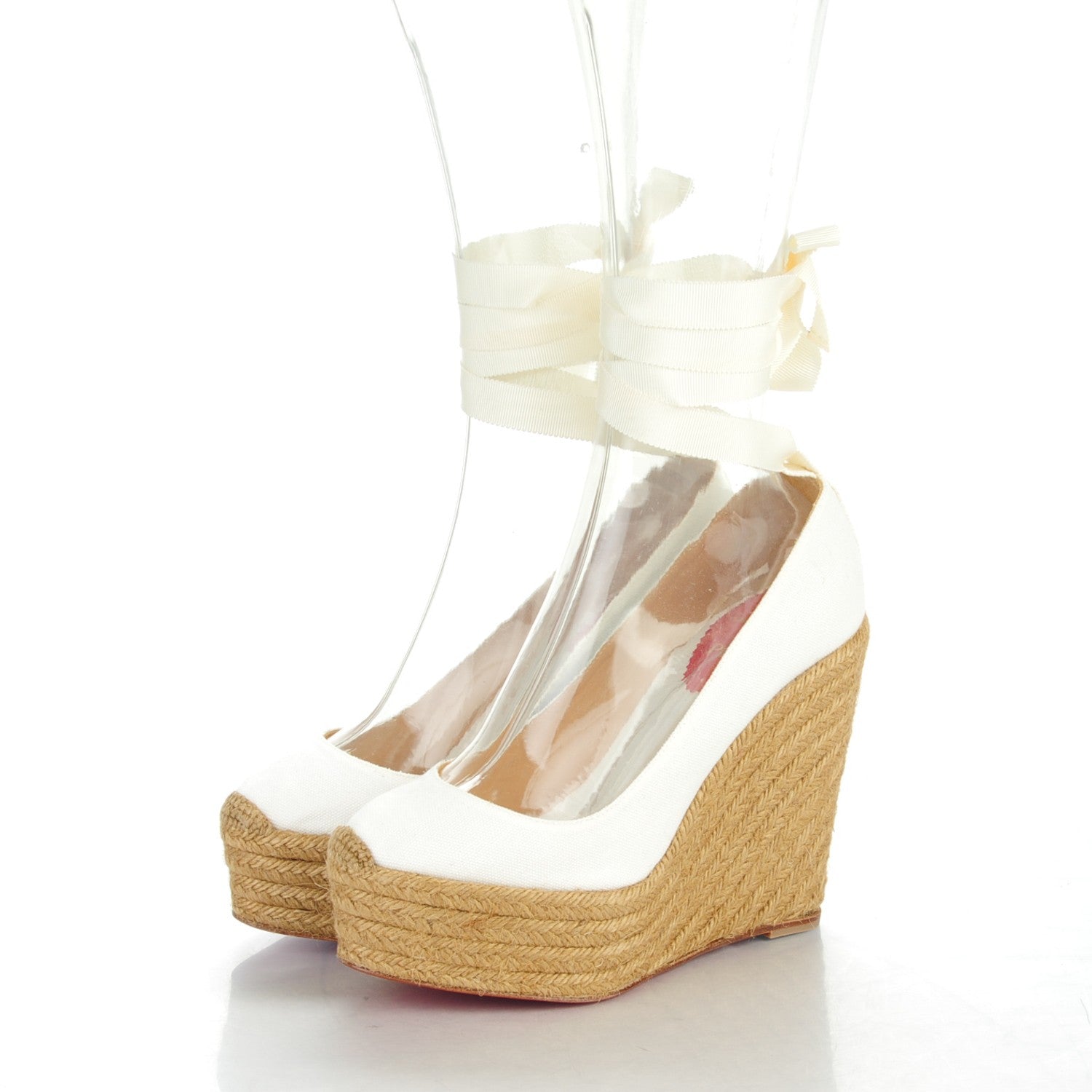 Christian Louboutin Canvas Formentera Platform 130 Espadrille Wedges 38 White 3 of 7