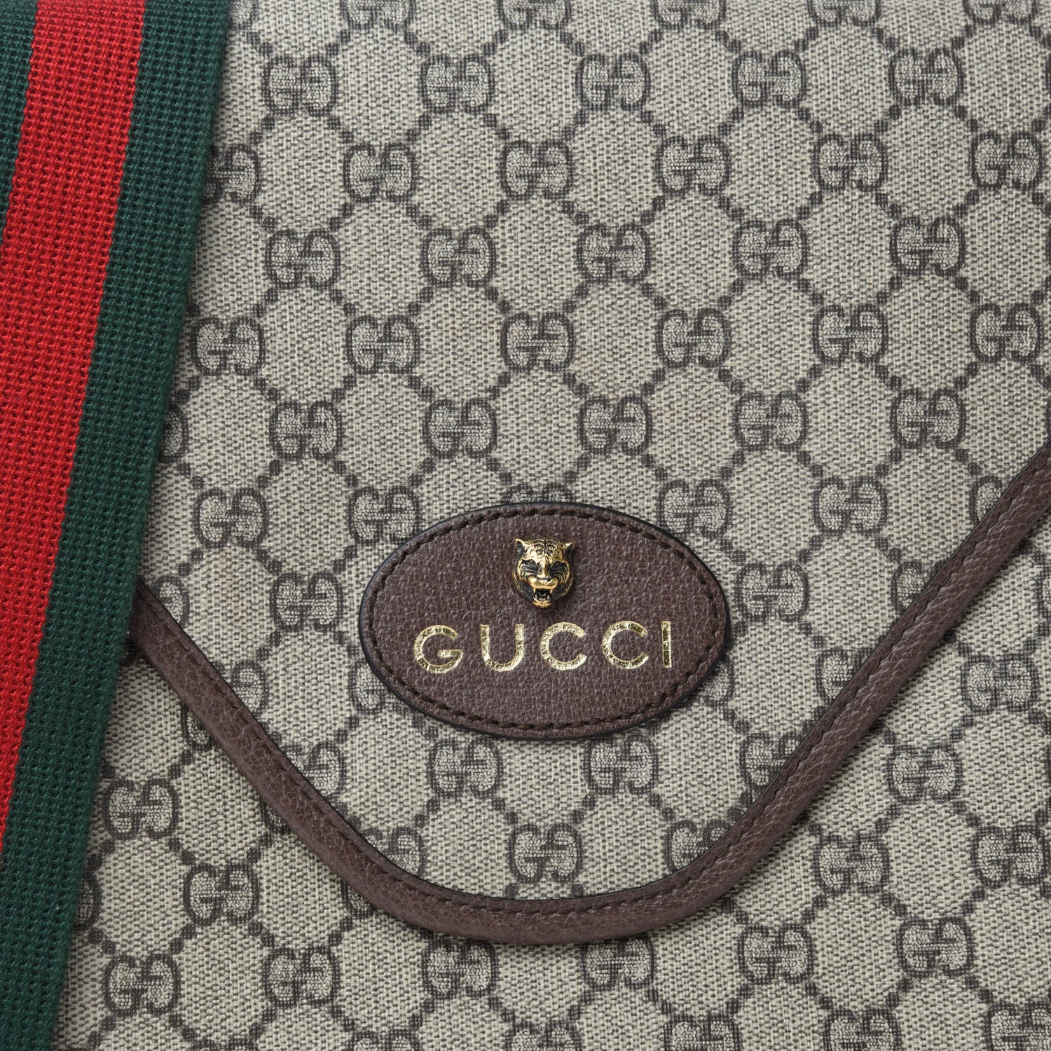 Gucci GG Supreme Monogram Web Medium Neo Vintage Flap Messenger Bag Beige New Acero 10 of 11