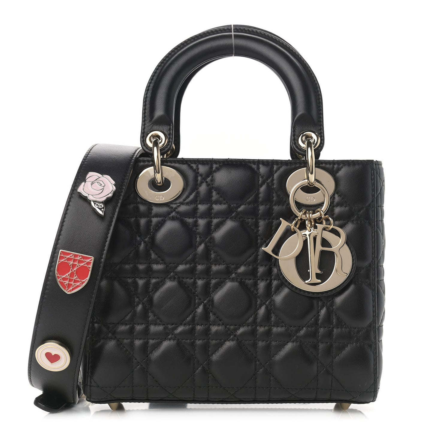 Lambskin Cannage Small Lucky Badges My Lady Dior Black