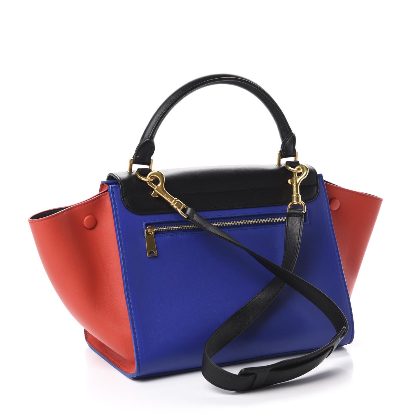 Smooth Calfskin Small Tri-Color Trapeze Black