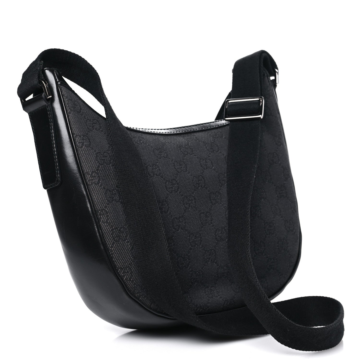 Gucci Denim Monogram Shoulder Bag Black 2 of 10