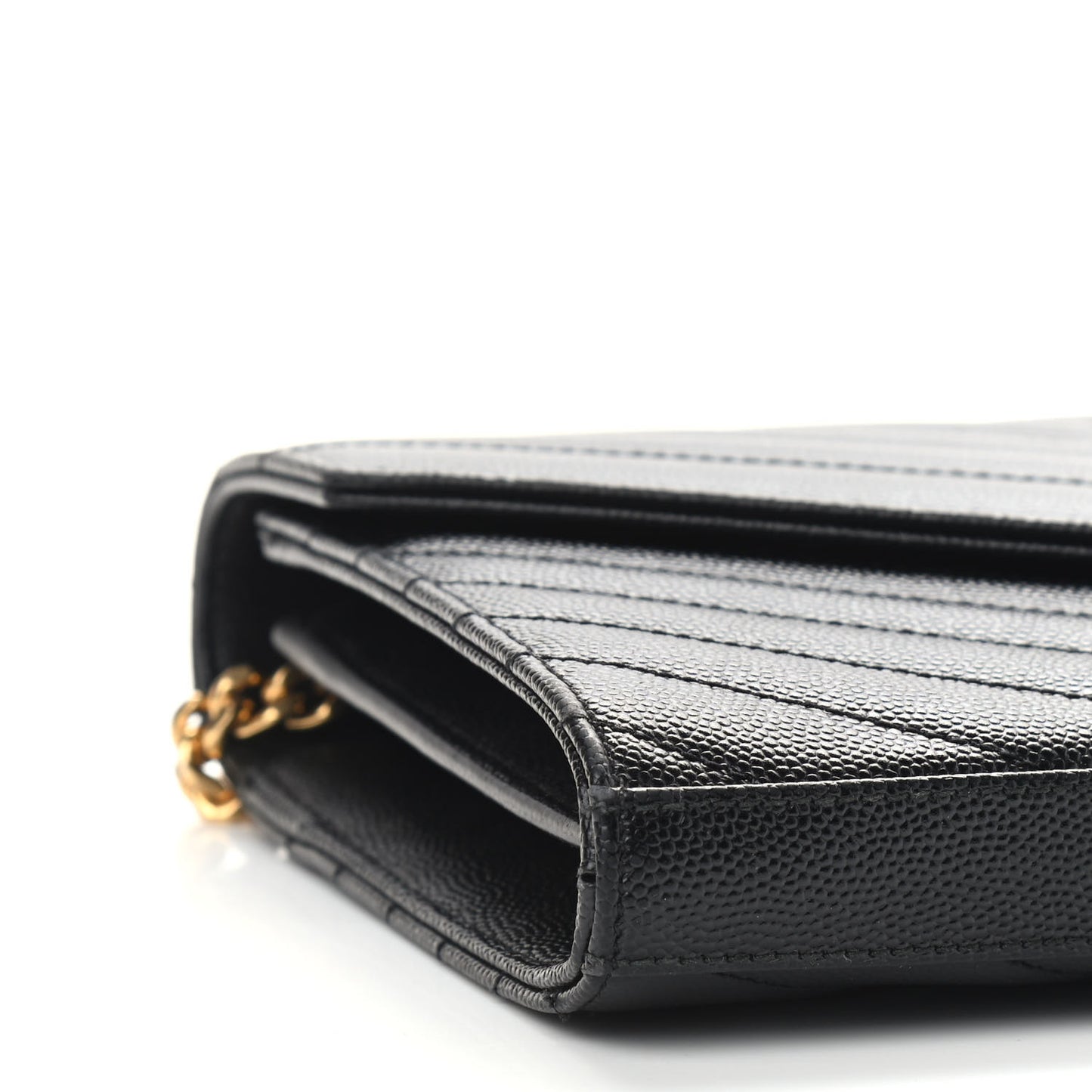 Grain De Poudre Matelasse Chevron Monogram Chain Wallet Black