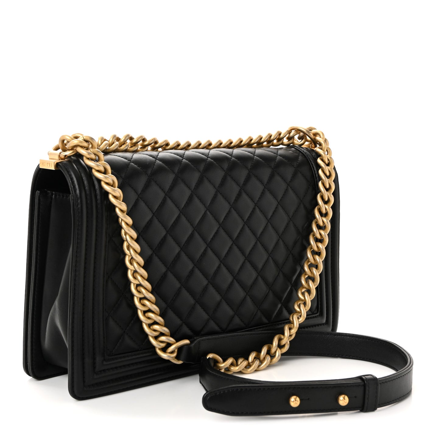 Lambskin Quilted New Medium Boy Flap Black