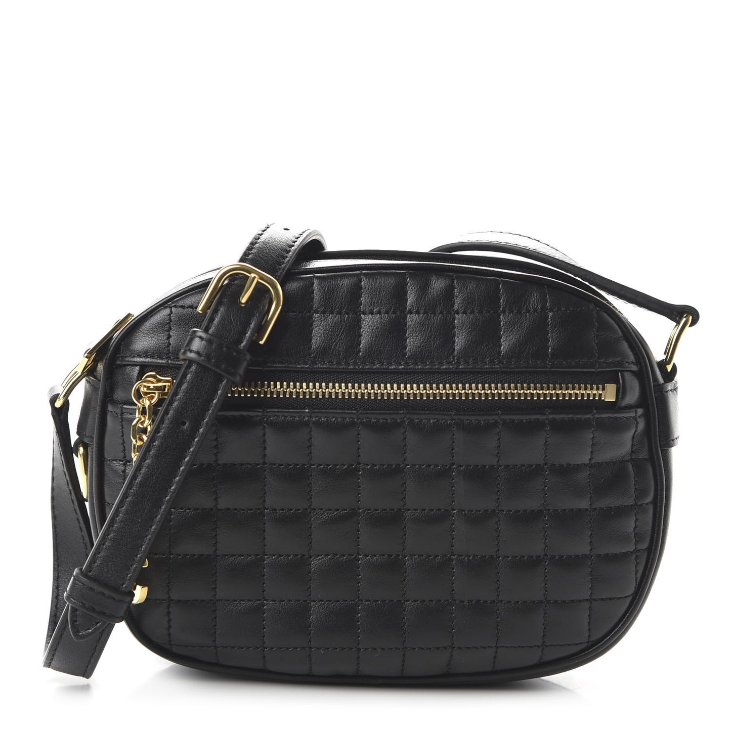 Calfskin Quilted Small C Charm Bag Black