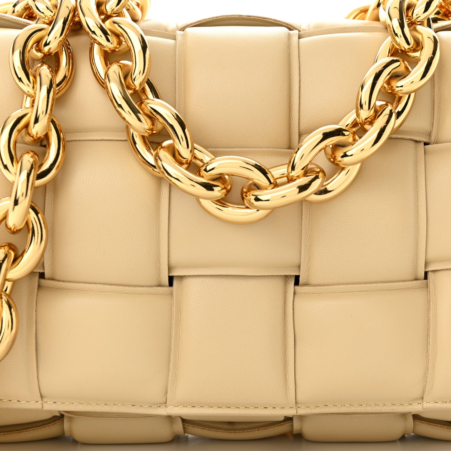 Bottega Veneta Lambskin Maxi Intreccio Padded Chain Cassette Crossbody Bag Porridge 7 of 9