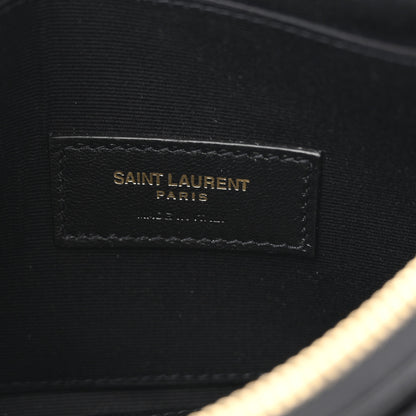 Saint Laurent Grain De Poudre Chevron Monogram Bill Pouch Black Black 6 of 8