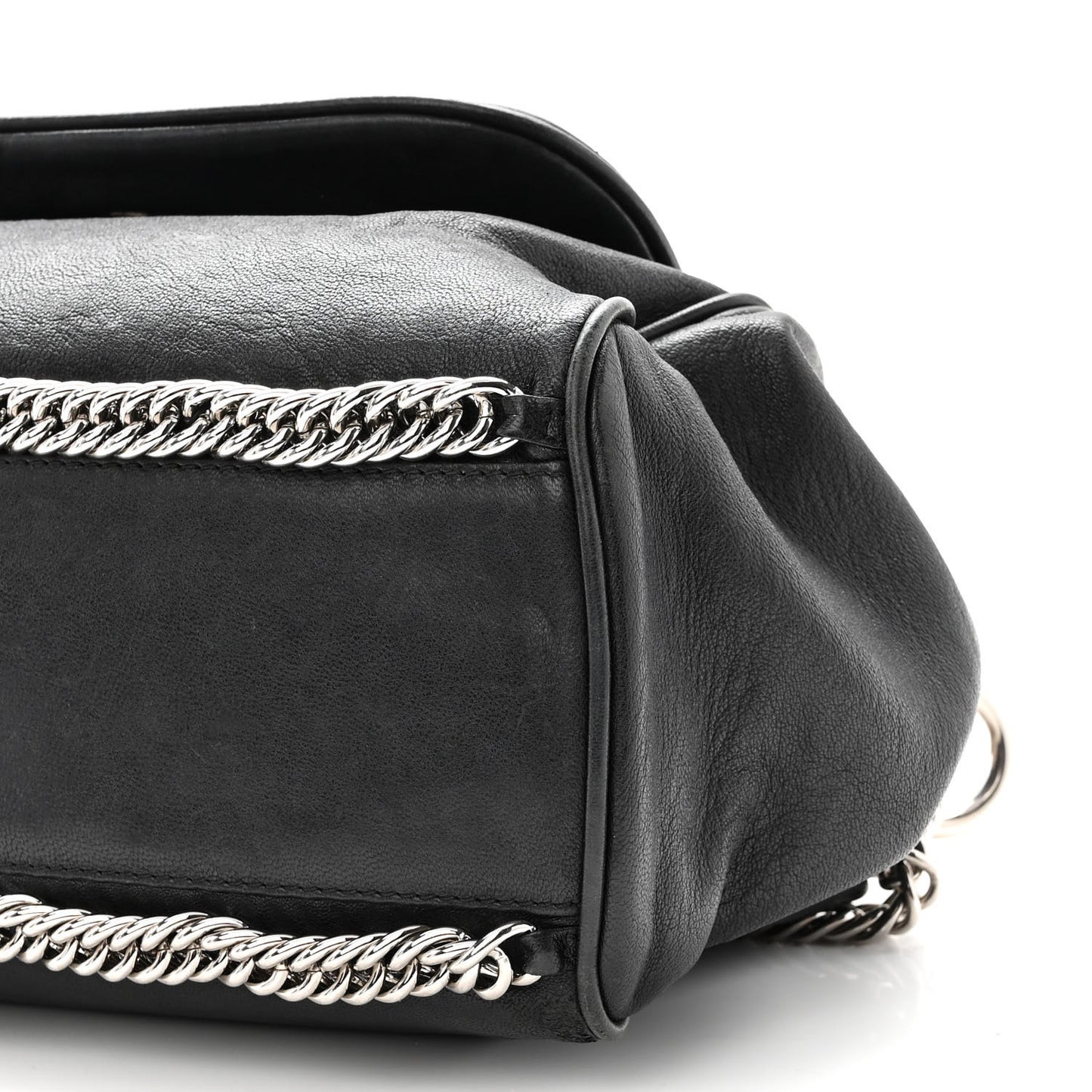 Washed Lambskin Quilted Bijoux Chain Accordion Flap Black