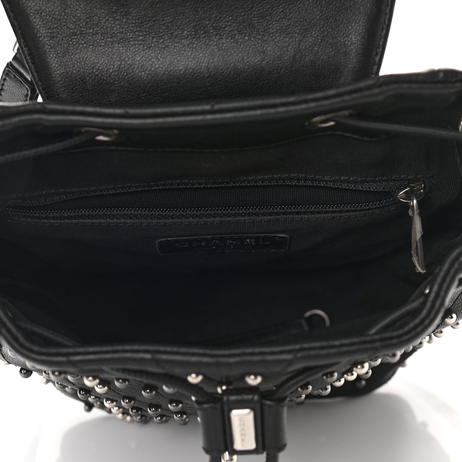 Chanel Lambskin Chevron Quilted Studded Stud Wars Backpack Black 5 of 10