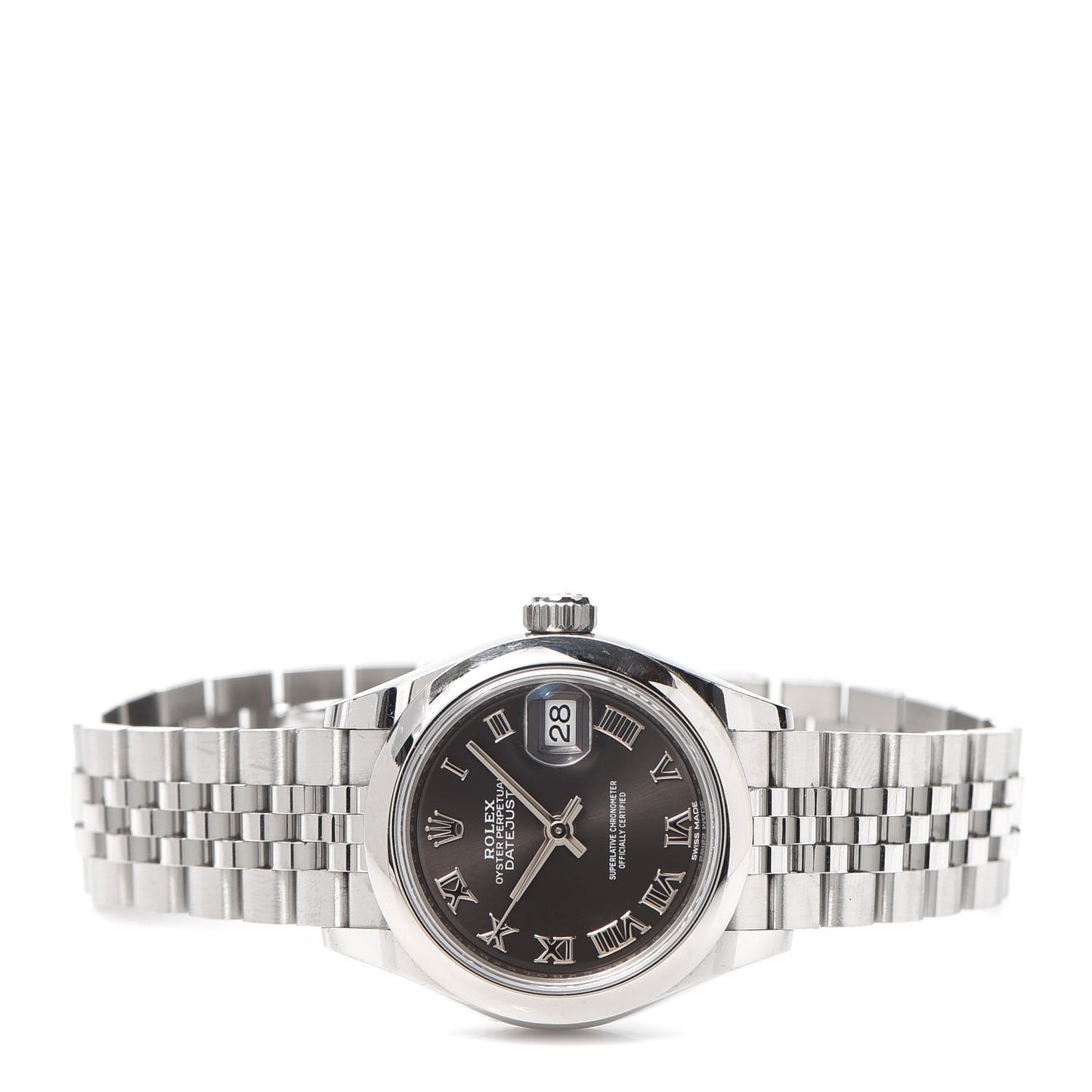 Stainless Steel 28mm Oyster Perpetual Datejust Watch Slate Roman 279160