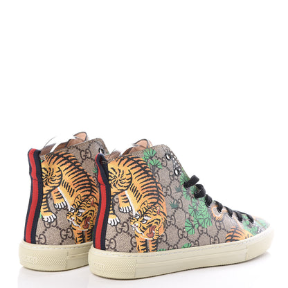 Gucci GG Supreme Monogram Bengal Mens High Top Sneakers 6 Beige Yard 4 of 7