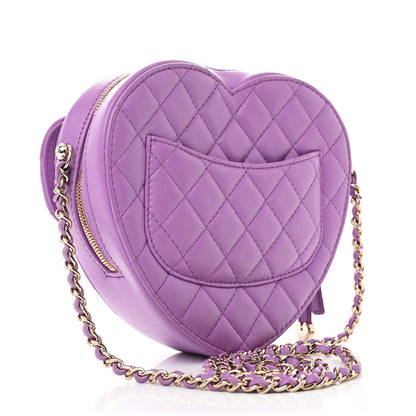 Chanel Lambskin Quilted CC In Love Heart Bag Purple 3 of 10