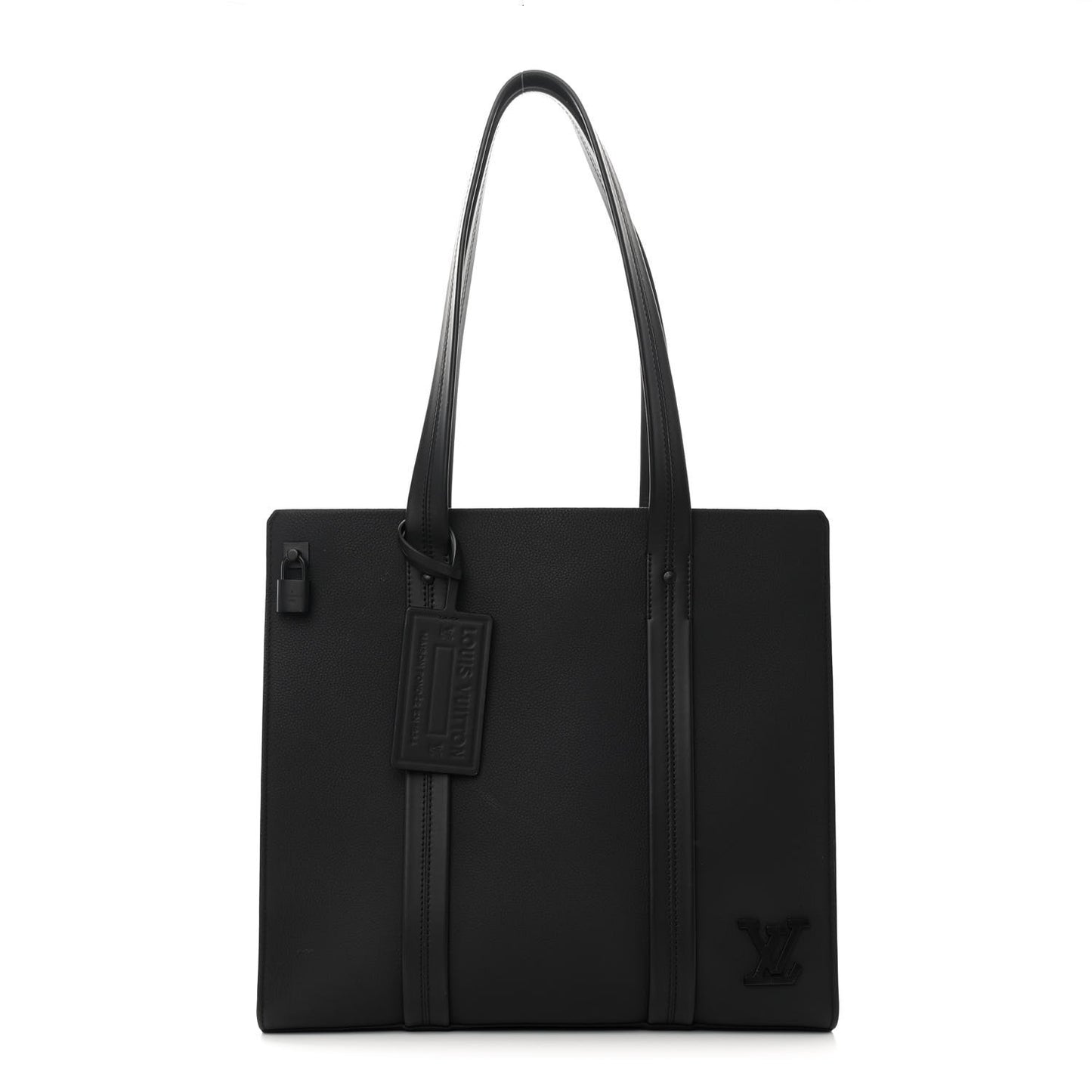 Grained Calfskin LV Aerogram Tote Black