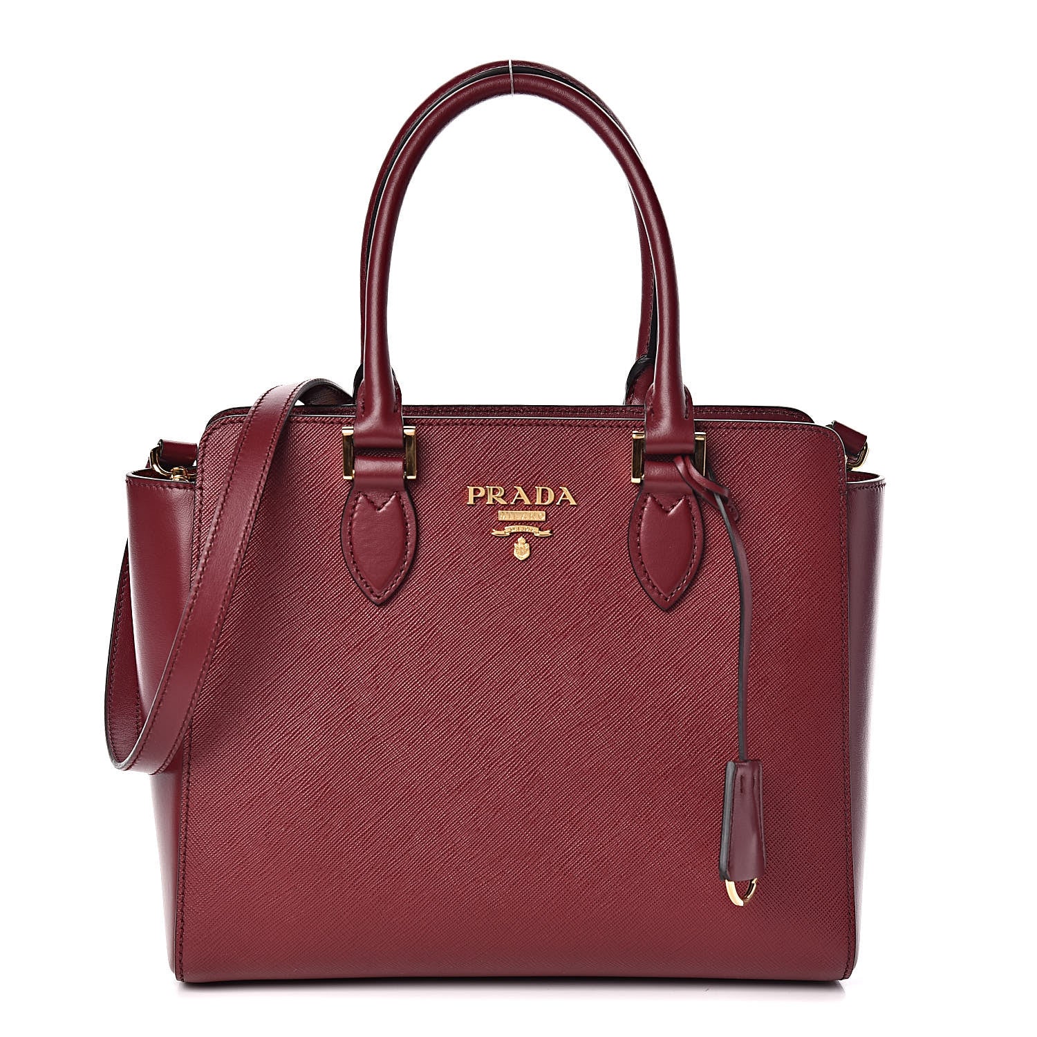 Prada Saffiano Soft Calfskin Small Zippered Tote Cerise 1 of 9