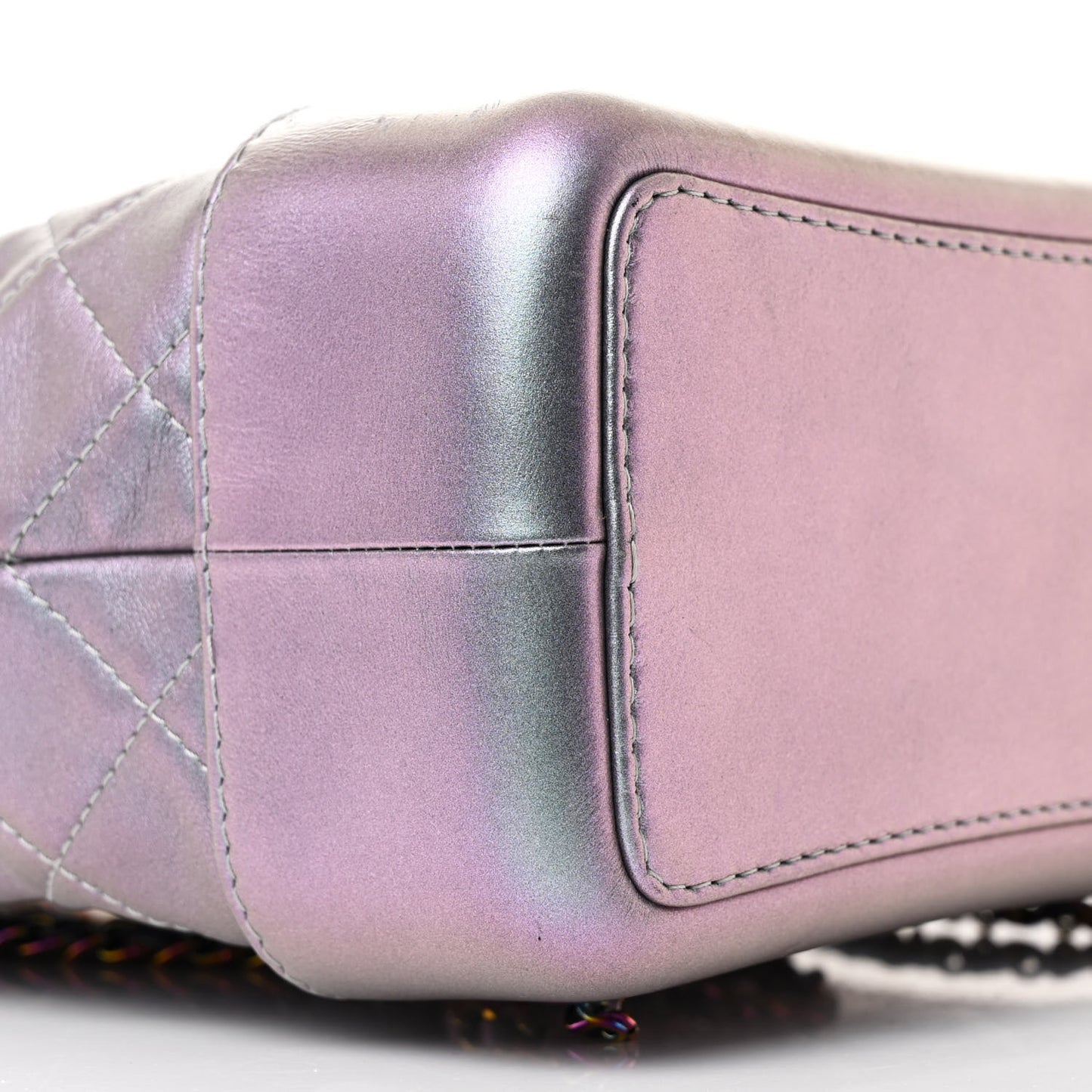 Iridescent Lambskin Calfskin Quilted Gabrielle Backpack Light Purple