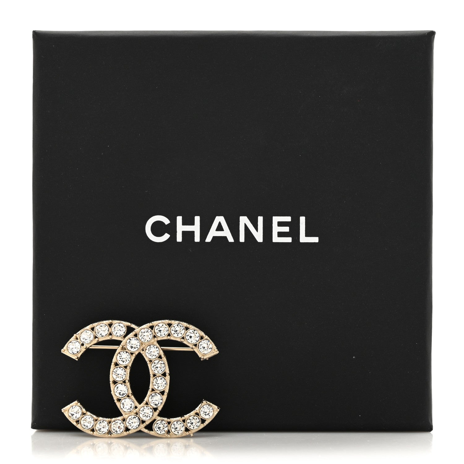 Chanel Crystal Coco's Pearls CC Brooch Light Gold 4 of 4