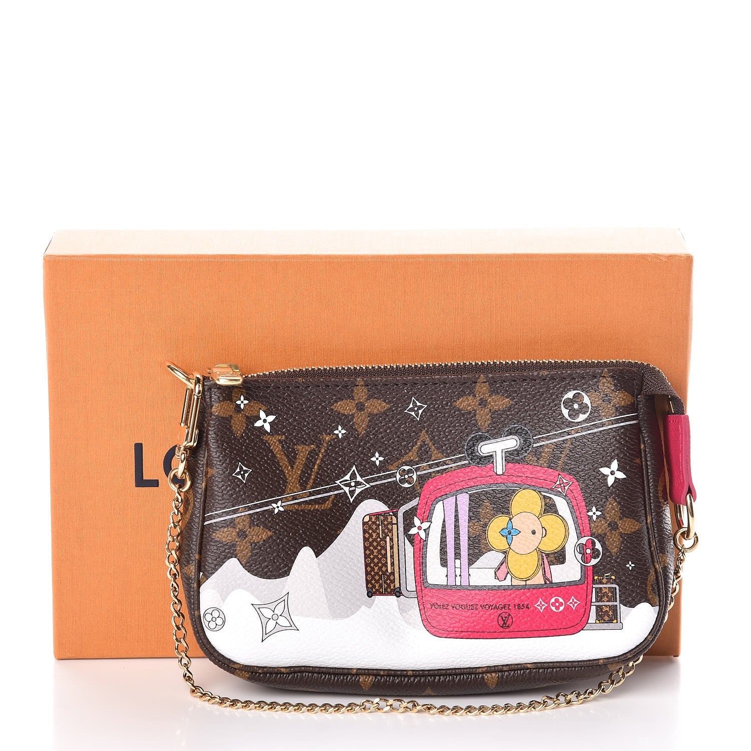 Louis Vuitton Monogram 2019 Christmas Animation Mini Courchevel Pochette Accessories Fuchsia 8 of 8