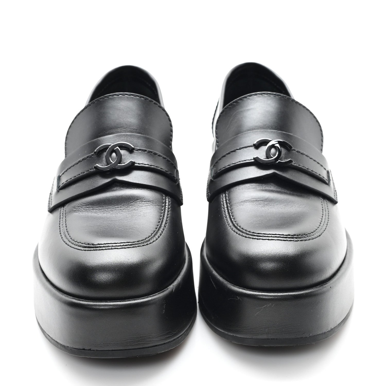 Chanel Calfskin CC Platform Loafers 38 Black 2 of 11