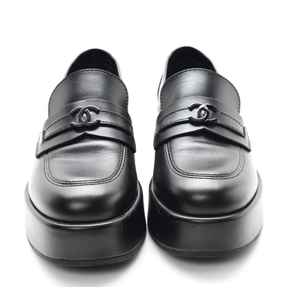 Chanel Calfskin CC Platform Loafers 38 Black 2 of 11