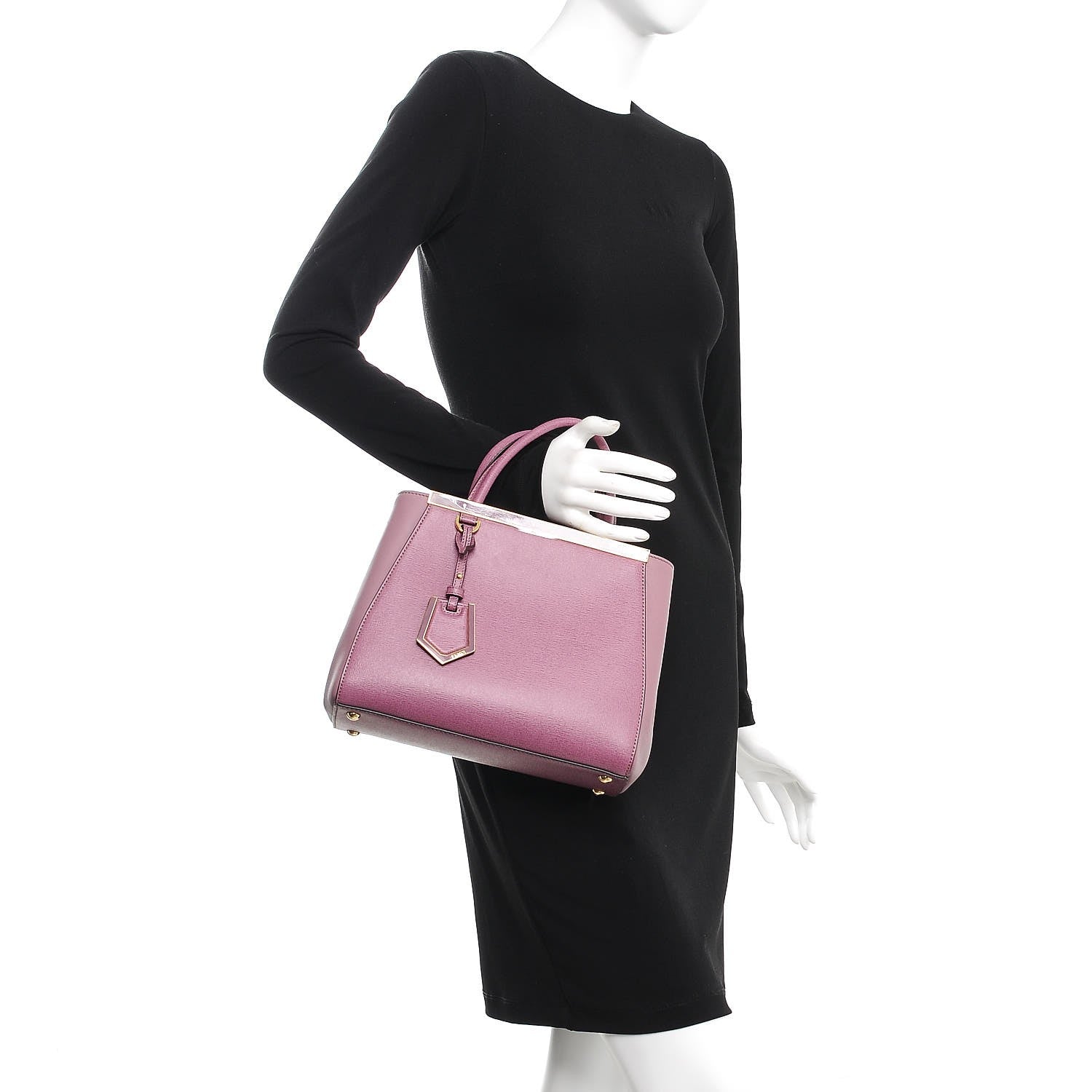 Fendi Vitello Elite Flamingo Petite 2Jours Tote Lilla Glicine 3 of 9